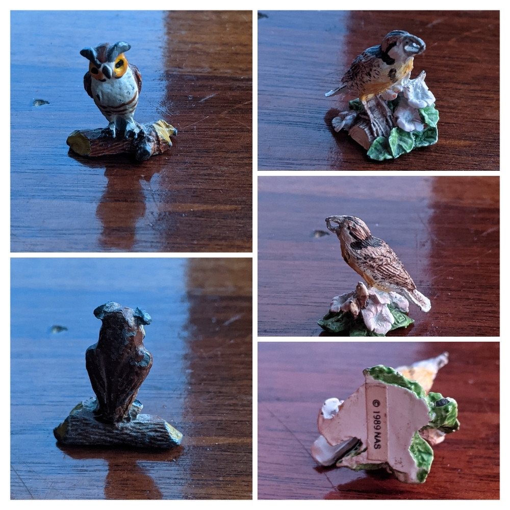 Vintage Miniature Owl And Bird 🦉🐦 1989 "NAS Metal"